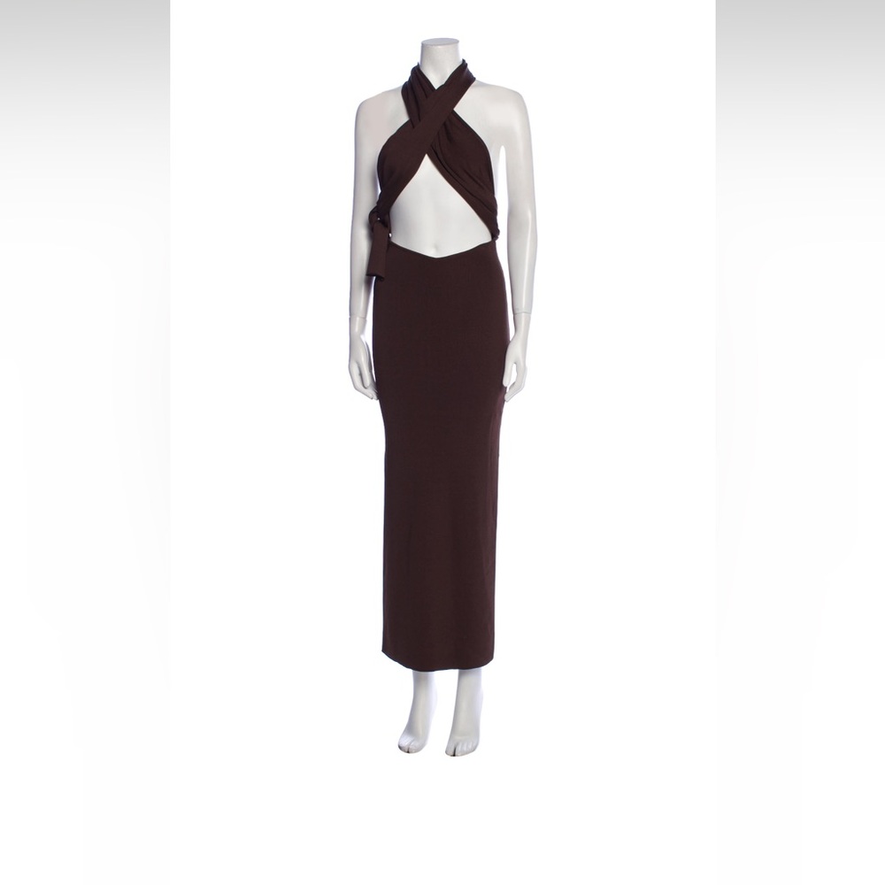 Aya Muse halter neck brown dress